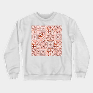 Mediaeval Tiles Pattern on Orange Crewneck Sweatshirt